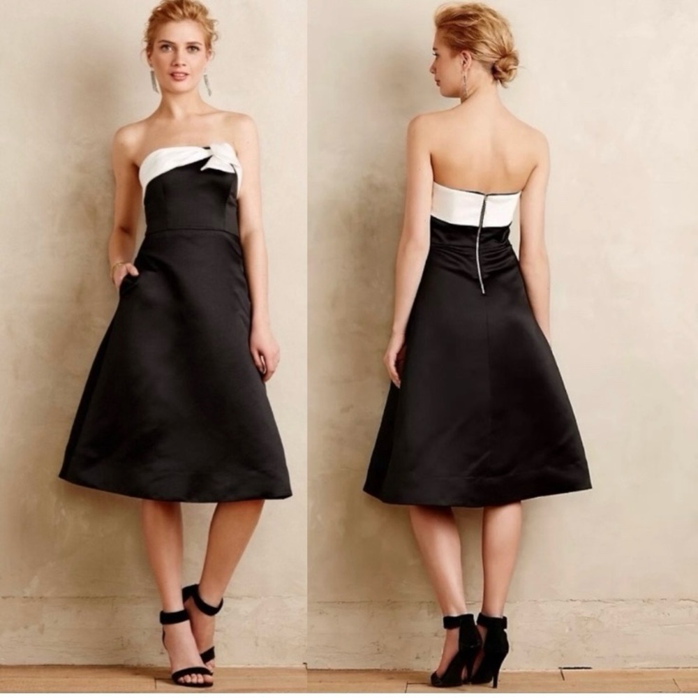 Anthropologie Erin Fetherston Tuxedo Midi Formal Dress Size 4